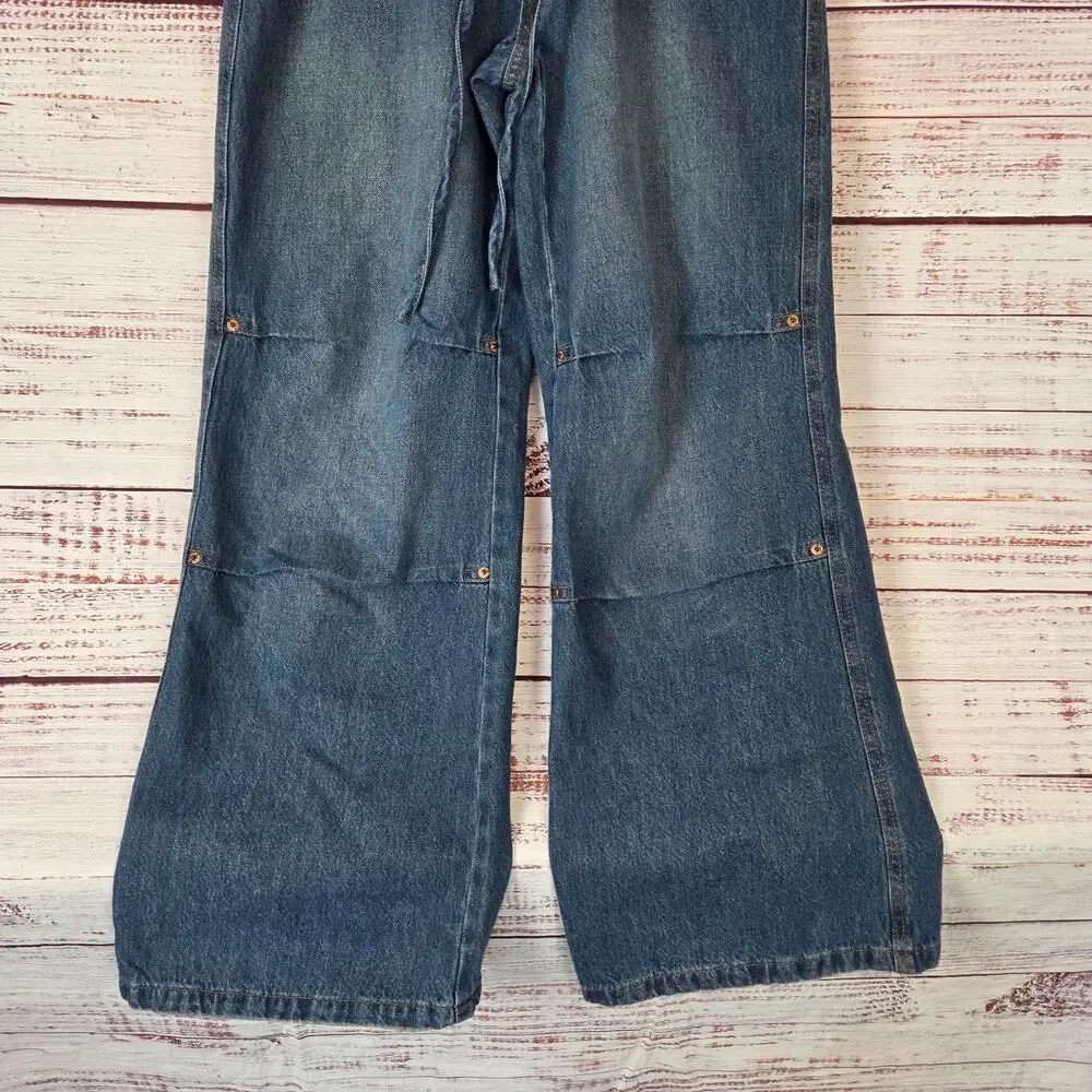 Rewash Low Pro Relax Sporty Jeans Skater 1(25) Baggy Wide Leg Denim Granola NWT - Picture 8 of 14